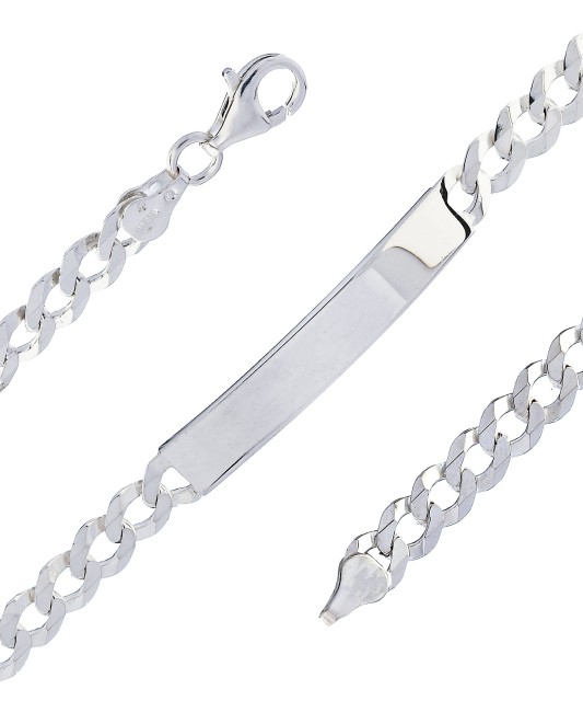 Sidabrinė apyrankė su plokštele "Curb" - Sidabrinės apyrankės - Goldinga