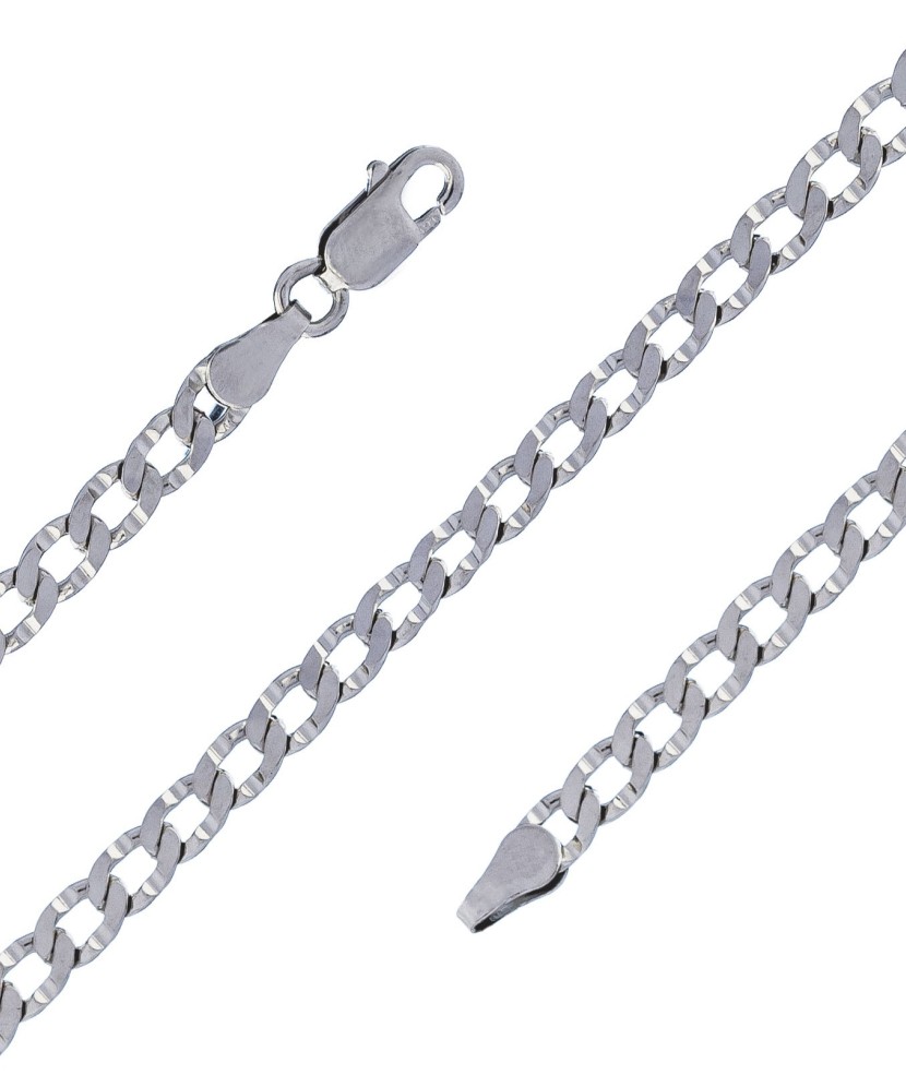 Sterling Silver bracelet plated with rhodium"Curb"