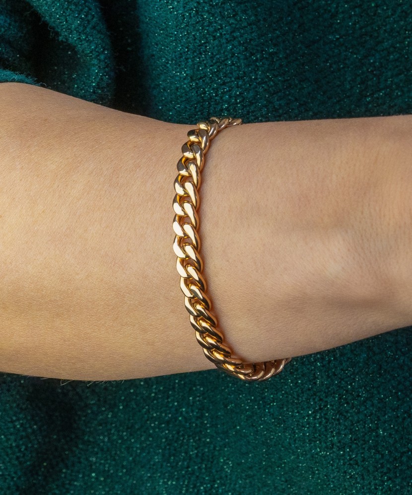 Gold bracelet "Curb" 9.7mm