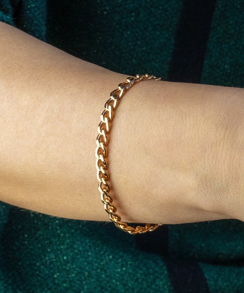 Gold bracelet "Curb" 6.6mm