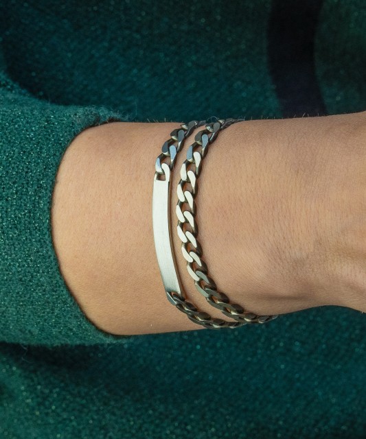 Sidabrinė apyrankė su plokštele "Curb" - Sidabrinės apyrankės - Goldinga