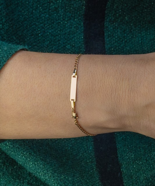 Gold vaikiška bracelet with plate "Turtle"