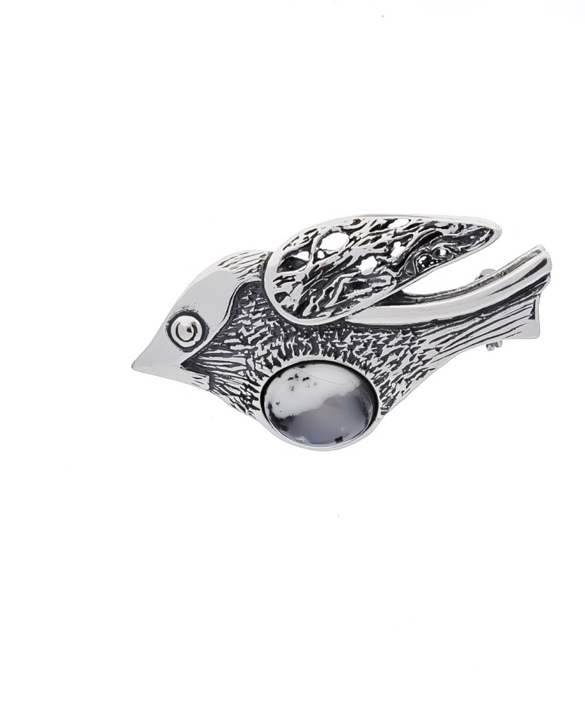 Sterling silver  brooch with agate "Bird"