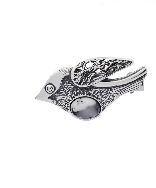 Sterling silver  brooch with agate "Bird"
