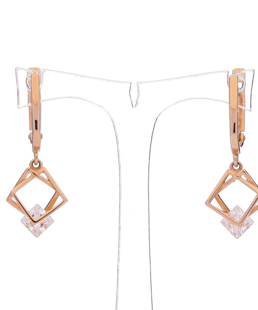 Gold earrings with zirconium