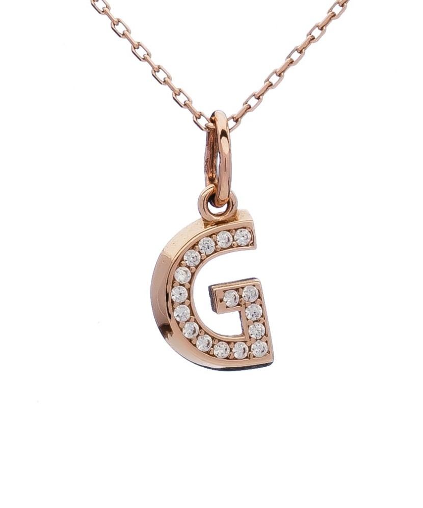 Gold pendant with zircons Letter G