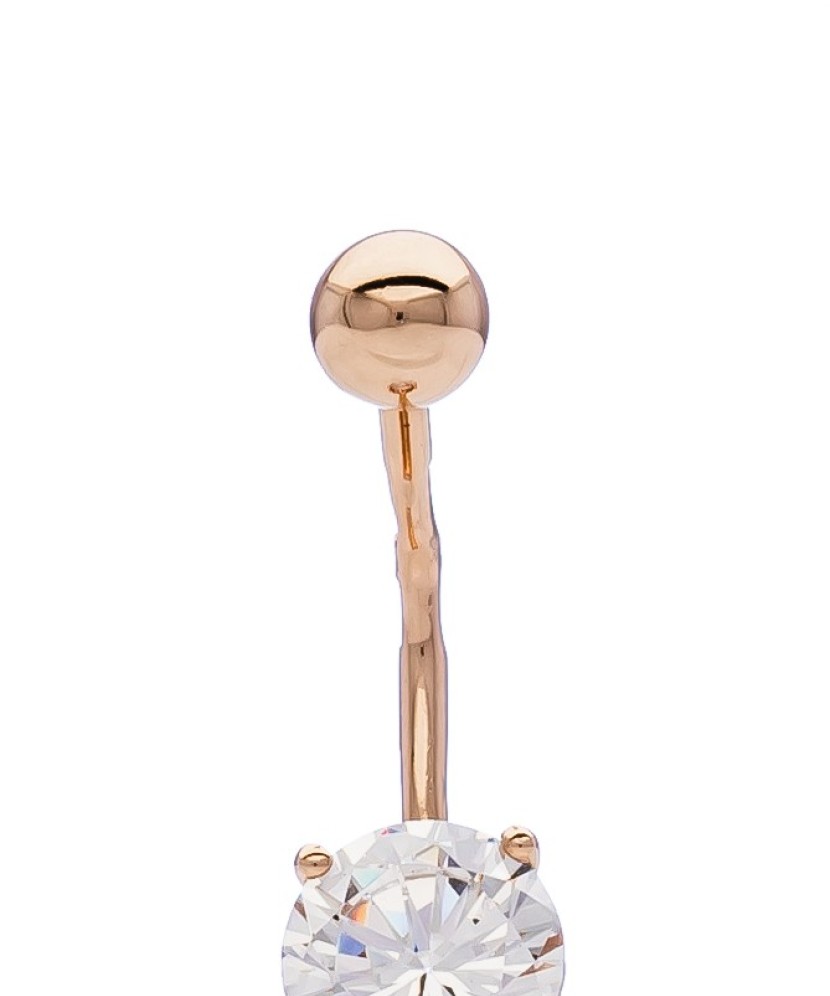 Gold Belly Button Ring with zirconium