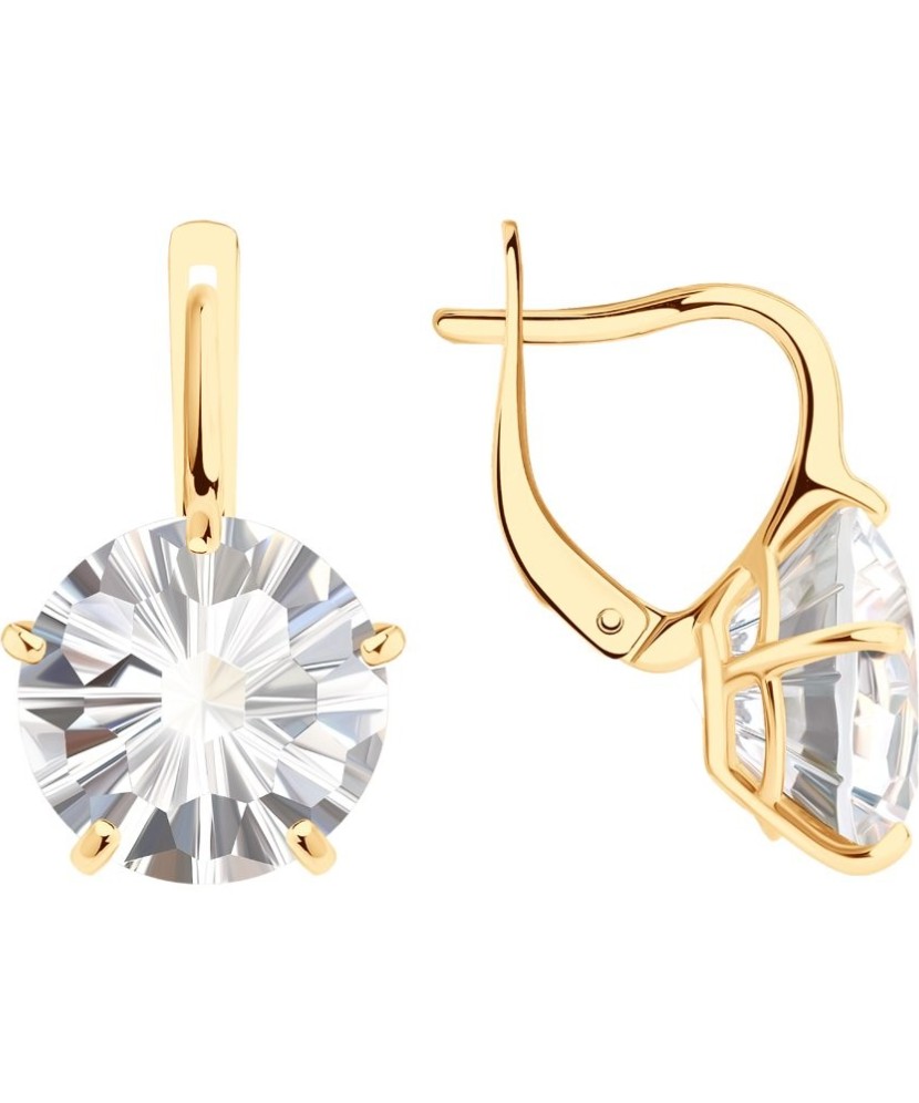 Gold earrings with rhinestones