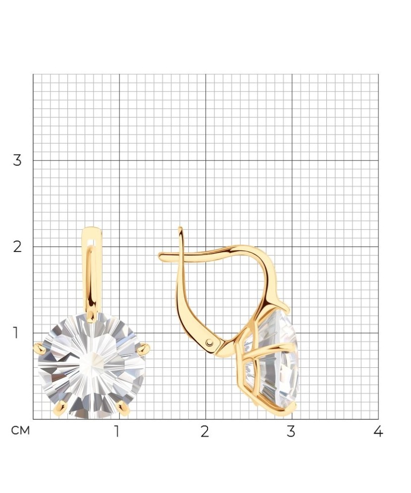 Gold earrings with rhinestones