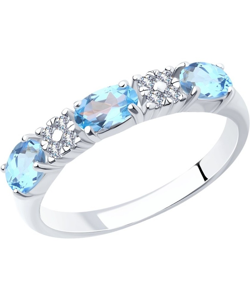 Sterling silver ring with topazes and zircons