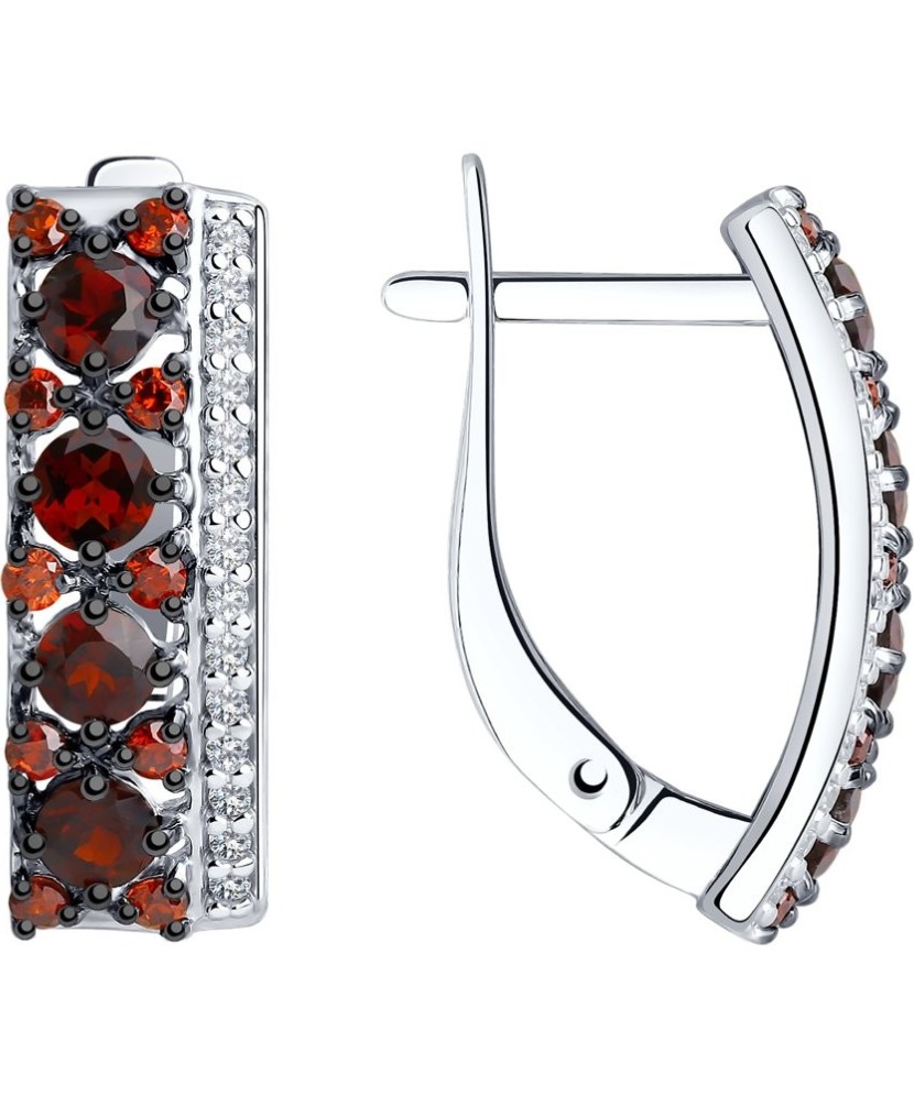 Sterling silver earrings with garnets and zircons