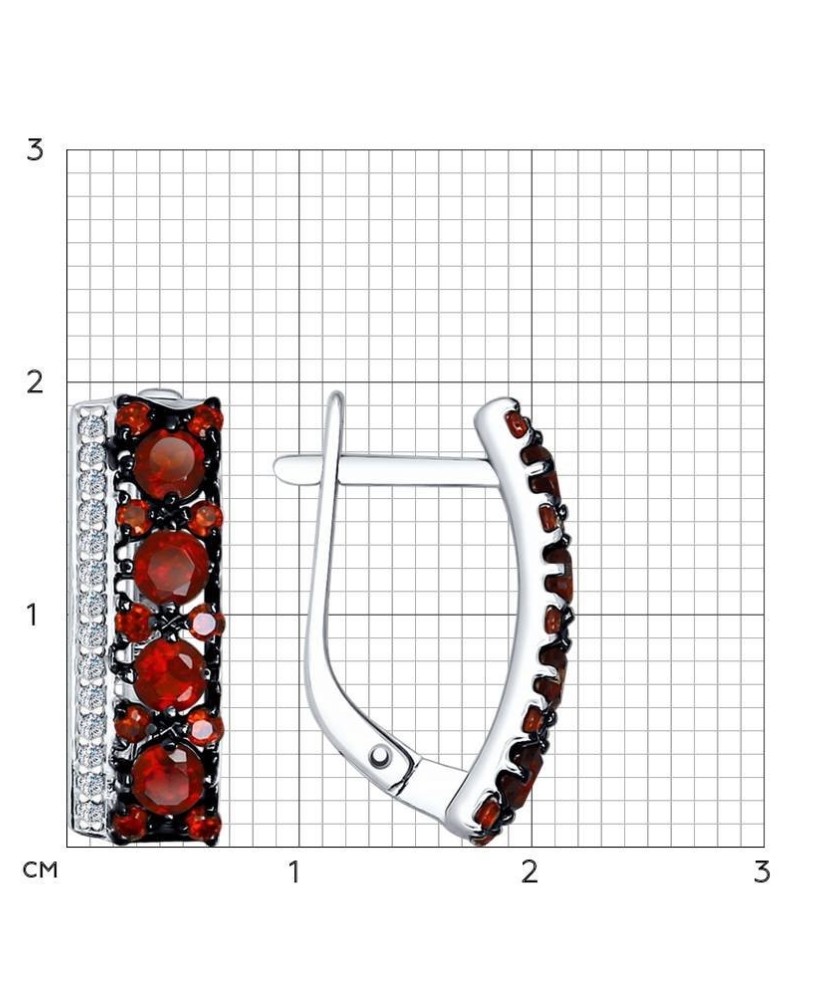 Sterling silver earrings with garnets and zircons