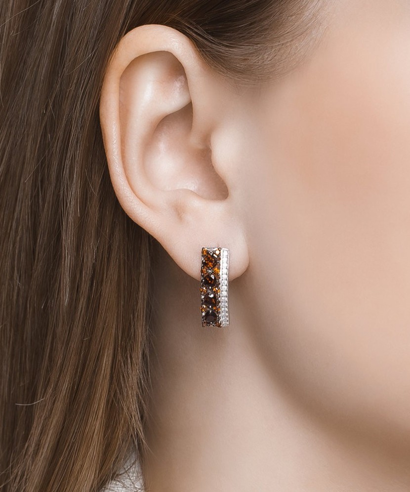 Sterling silver earrings with garnets and zircons