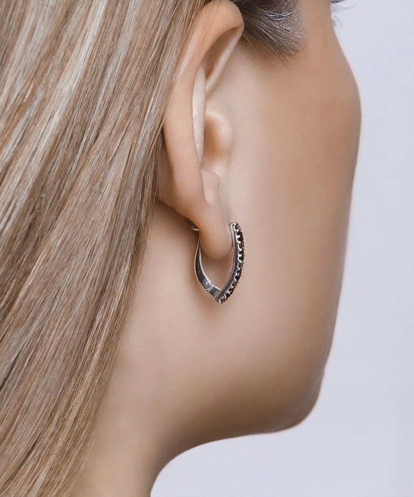 Sterling silver earrings with garnets and zircons