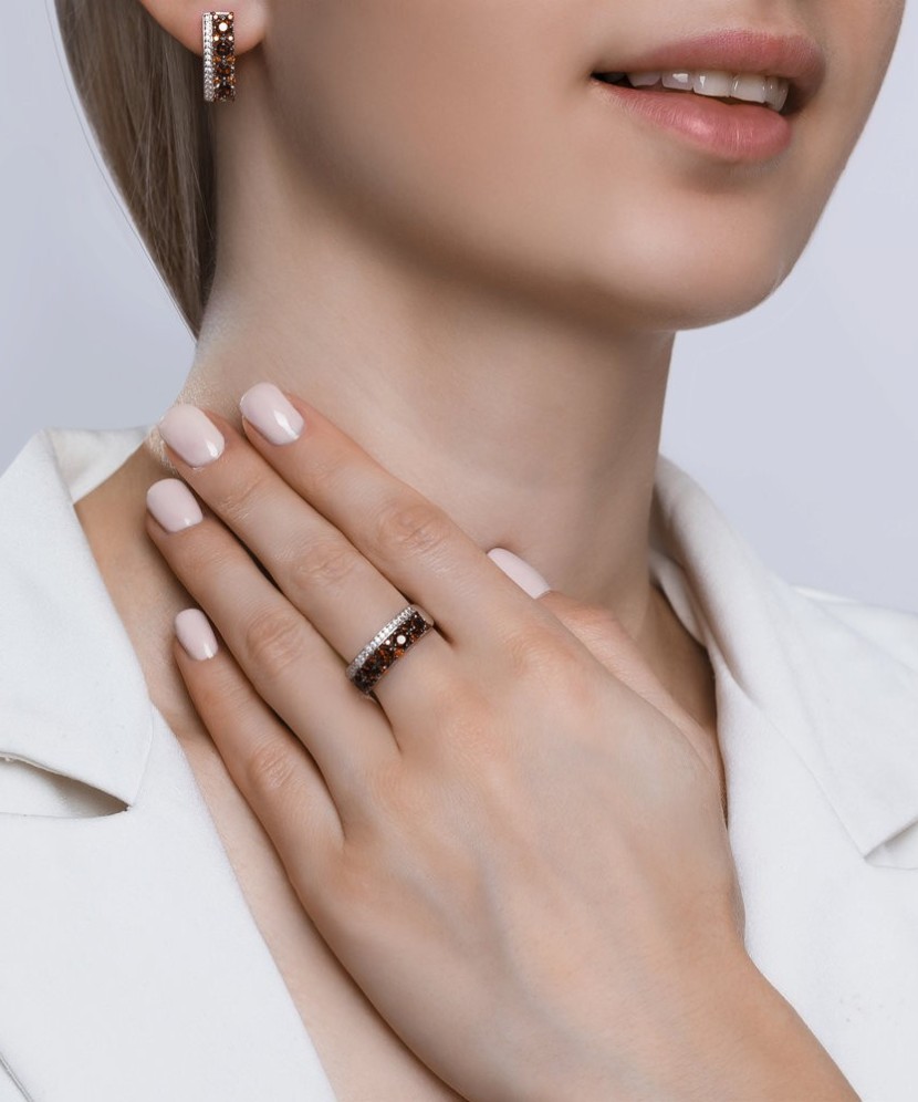 Sterling silver earrings with garnets and zircons