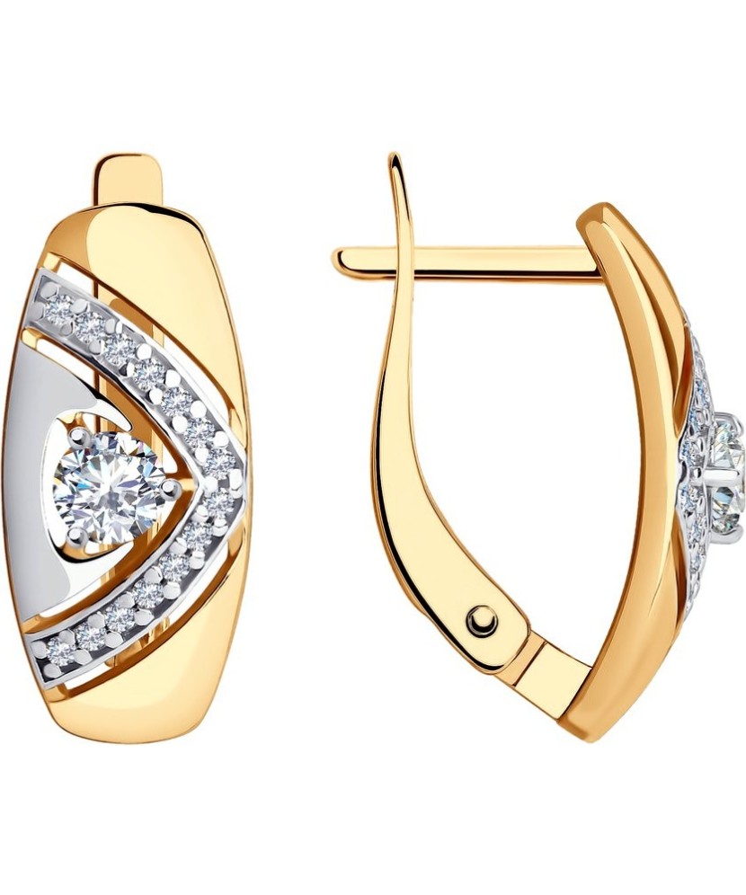 Gilded sterling silver earrings with zircons