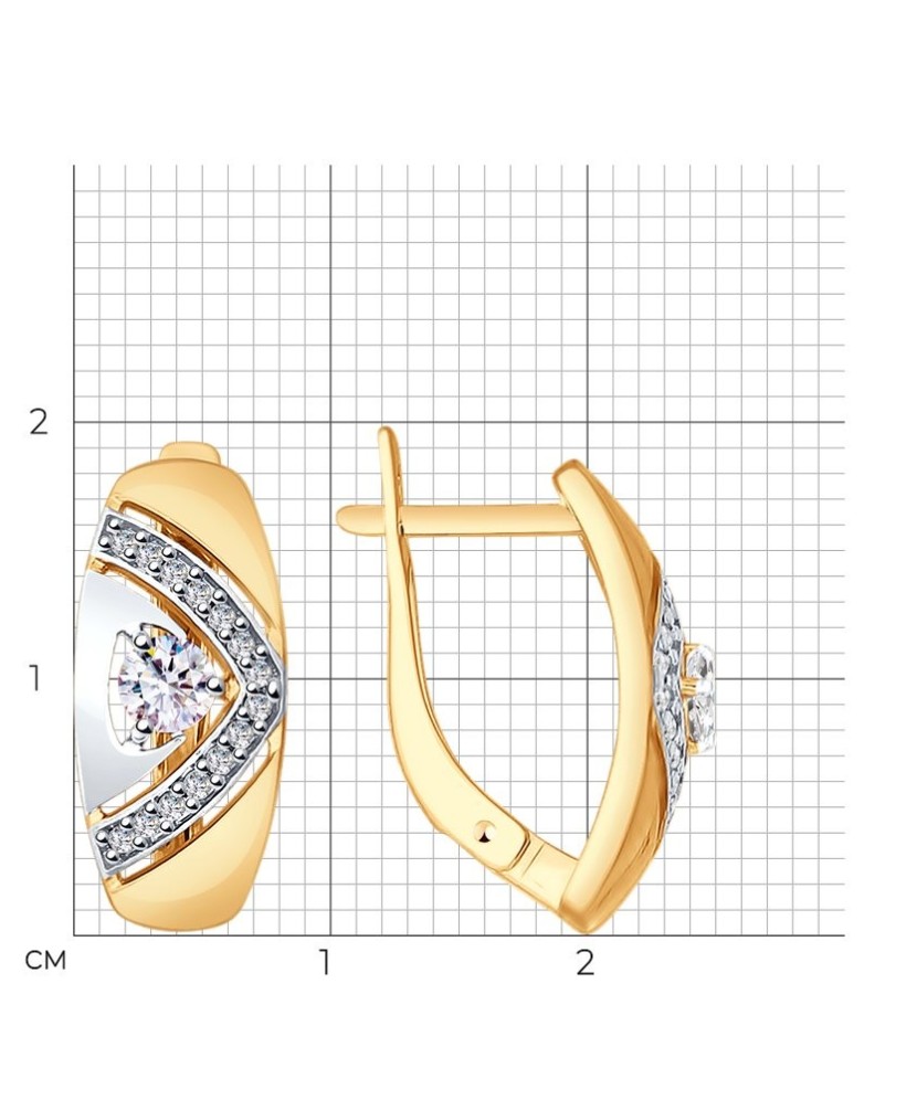 Gilded sterling silver earrings with zircons