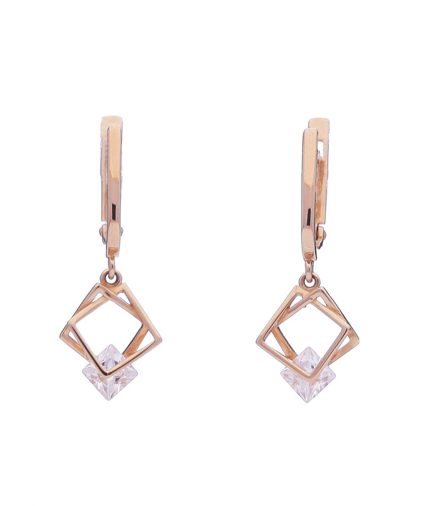 Gold earrings with zirconium