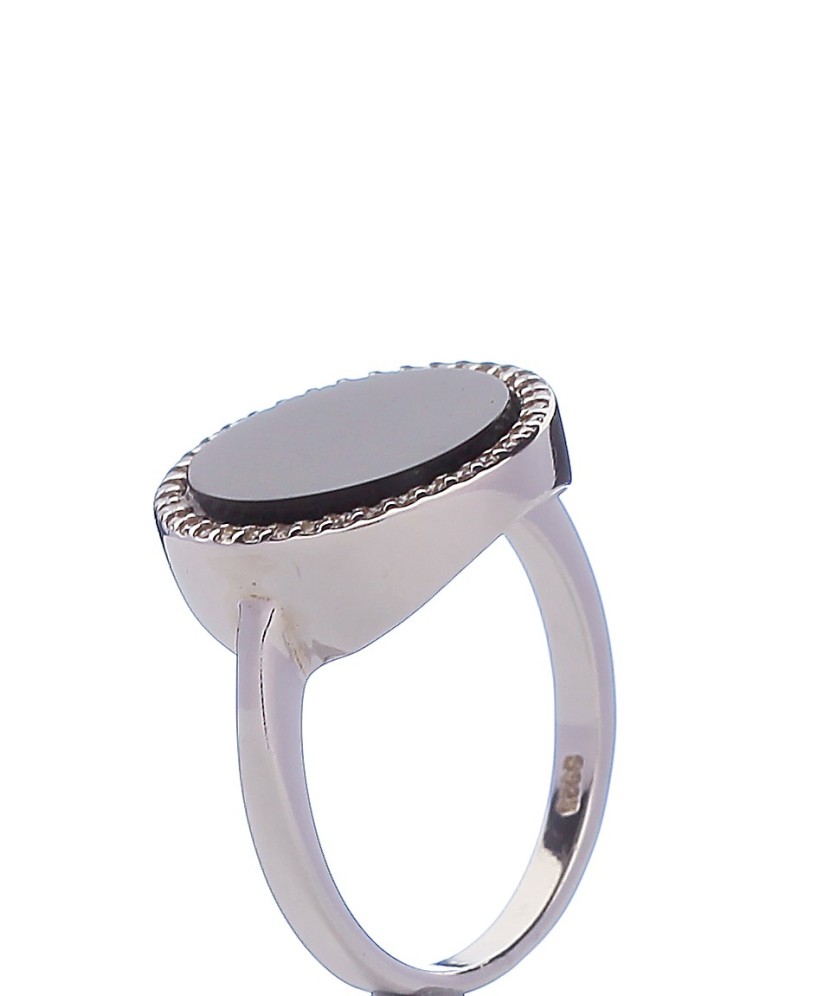 Sterling silver ring with synthetic onyx and zircons