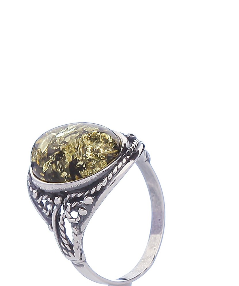 Sterling silver ring with amber