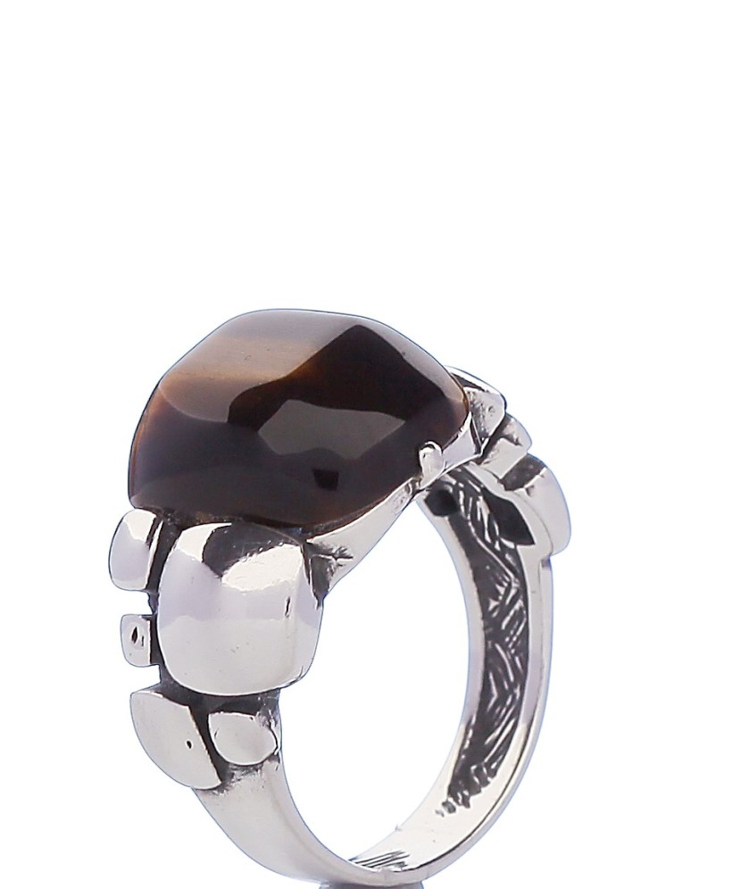 Sterling silver ring with synthetic tiger eye stone