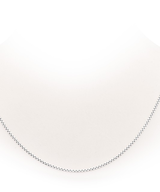 Sterling silver chain plated with rhodium"Box" 1mm