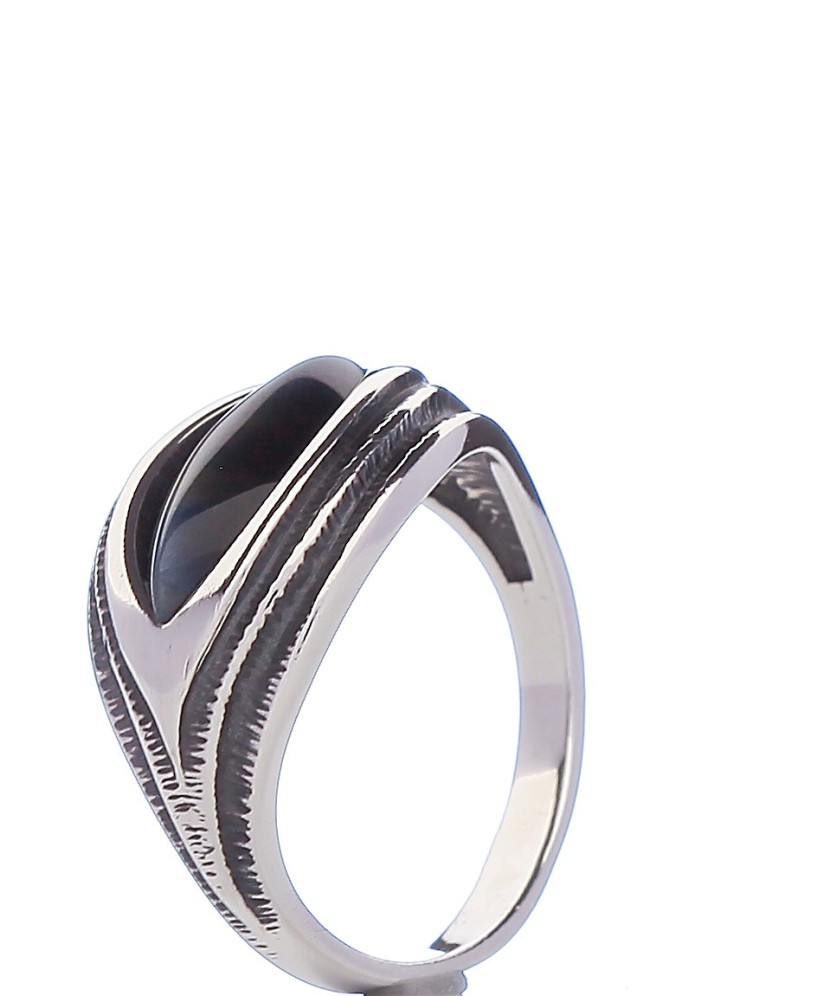 Sterling silver ring with synthetic tiger eye stone