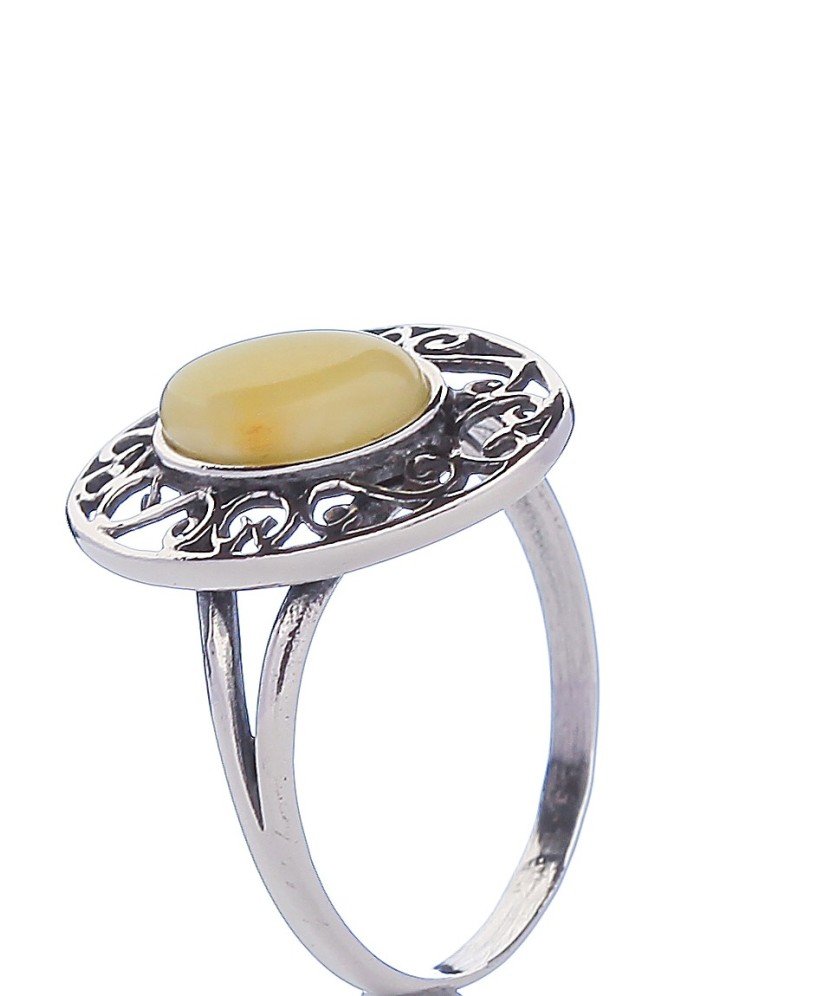 Sterling silver ring with amber
