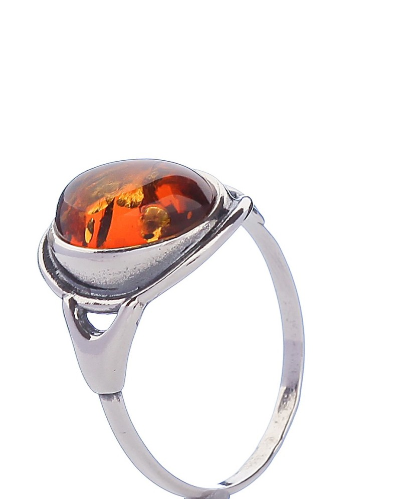 Sterling silver ring with amber