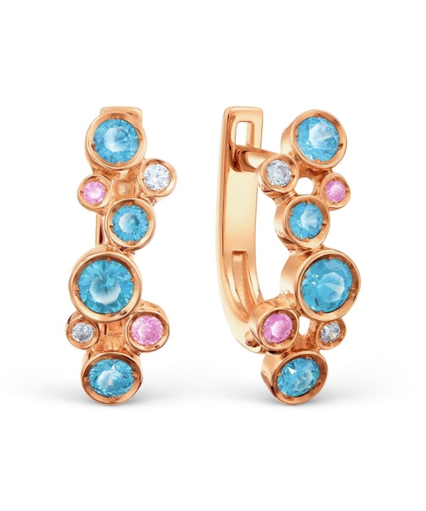Gold earrings with zircons