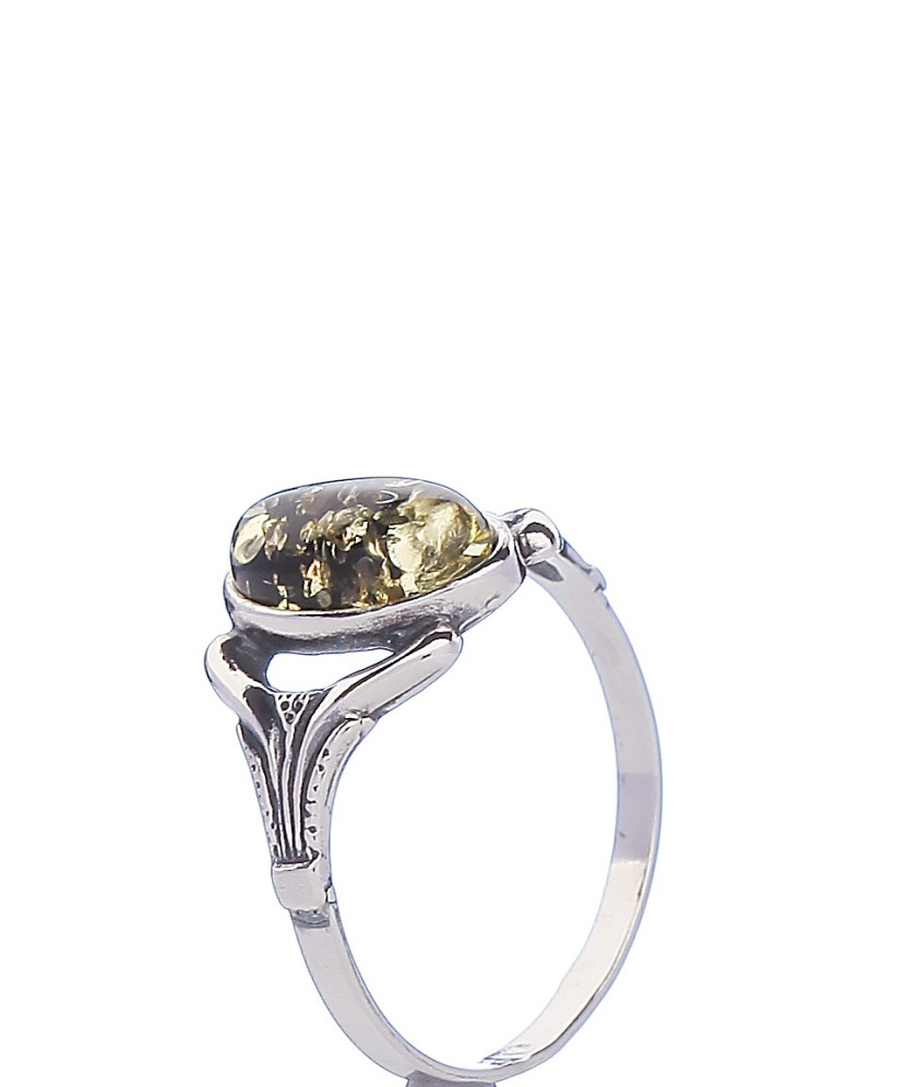 Sterling silver ring with amber