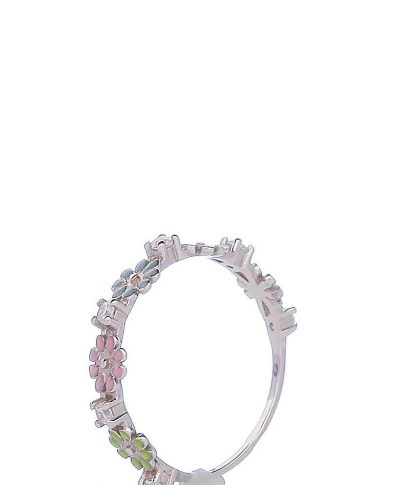 Sterling silver ring with zirconium and enamel