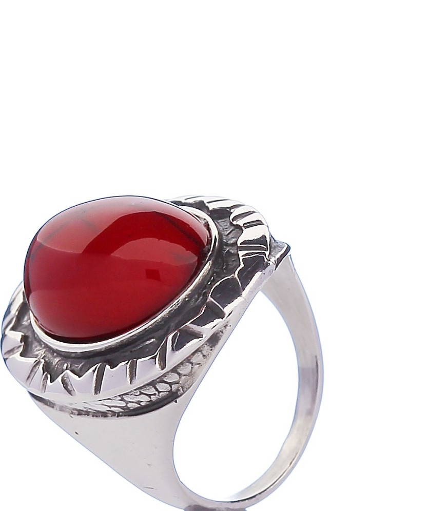 Sterling silver ring with synthetic coral