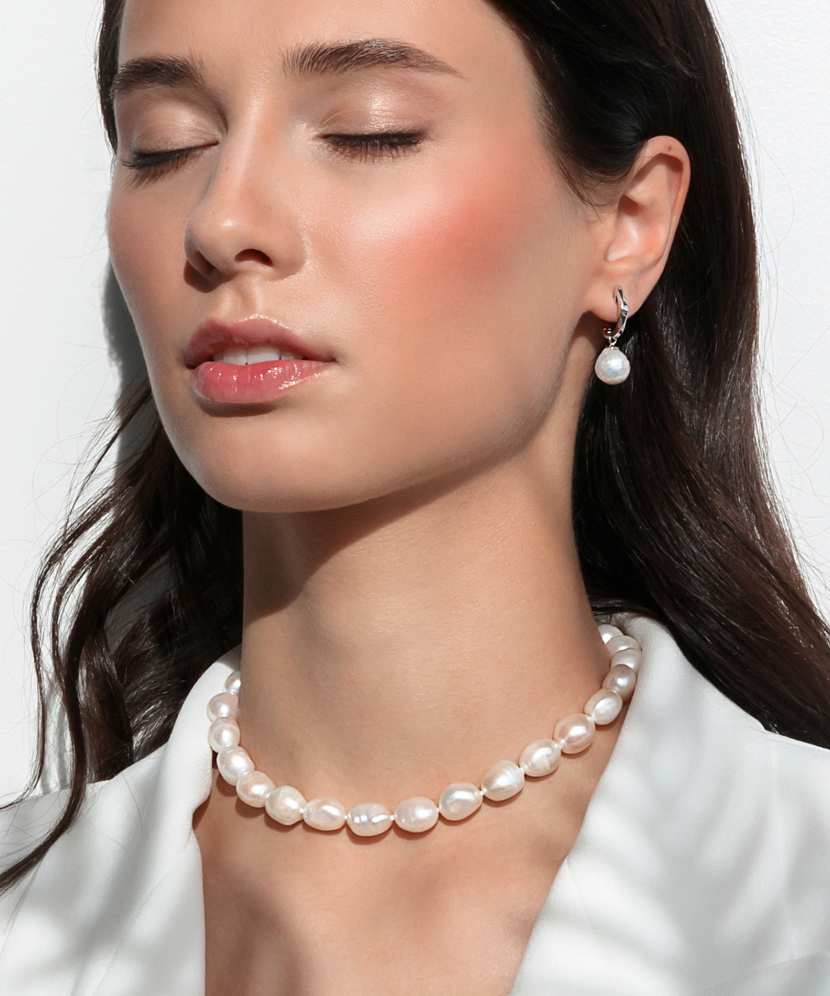 Pearl necklaces with sterling silver