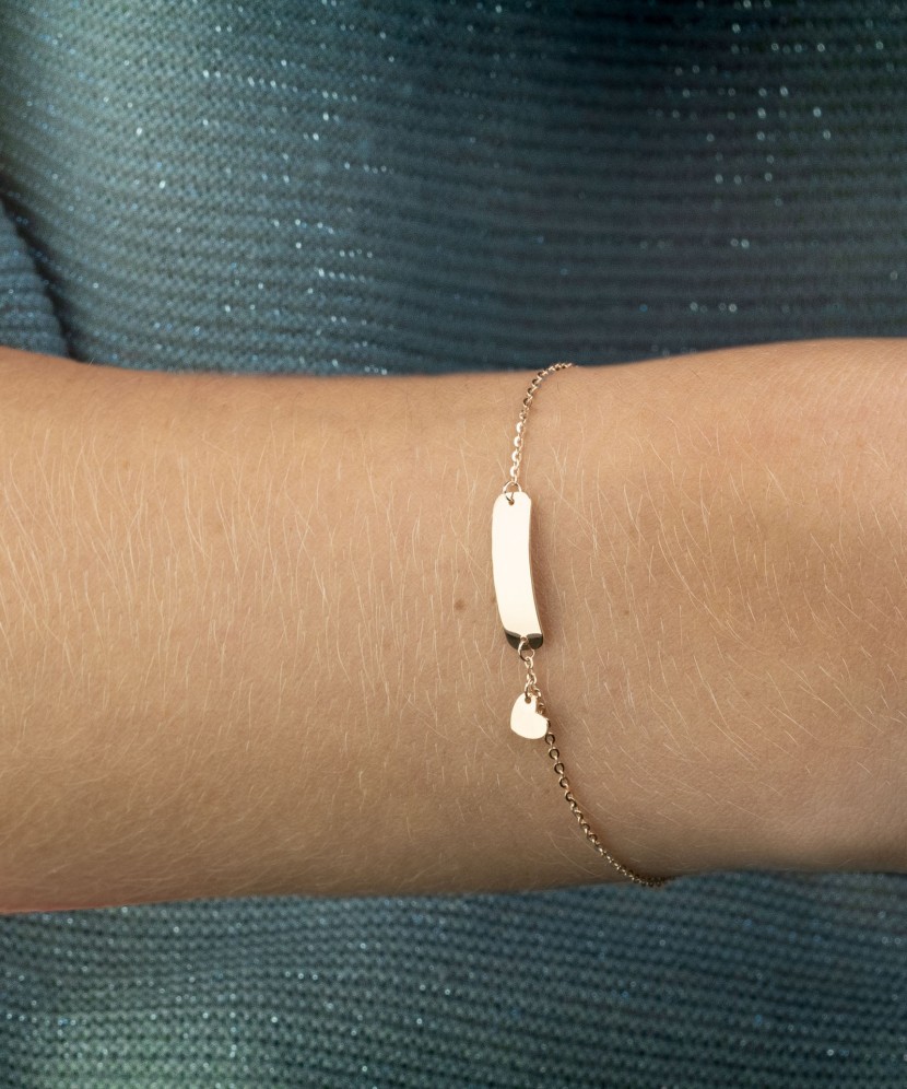 Vaikiška auksinė apyrankė su plokštele "Širdelė" - Auksinės apyrankės - Goldinga