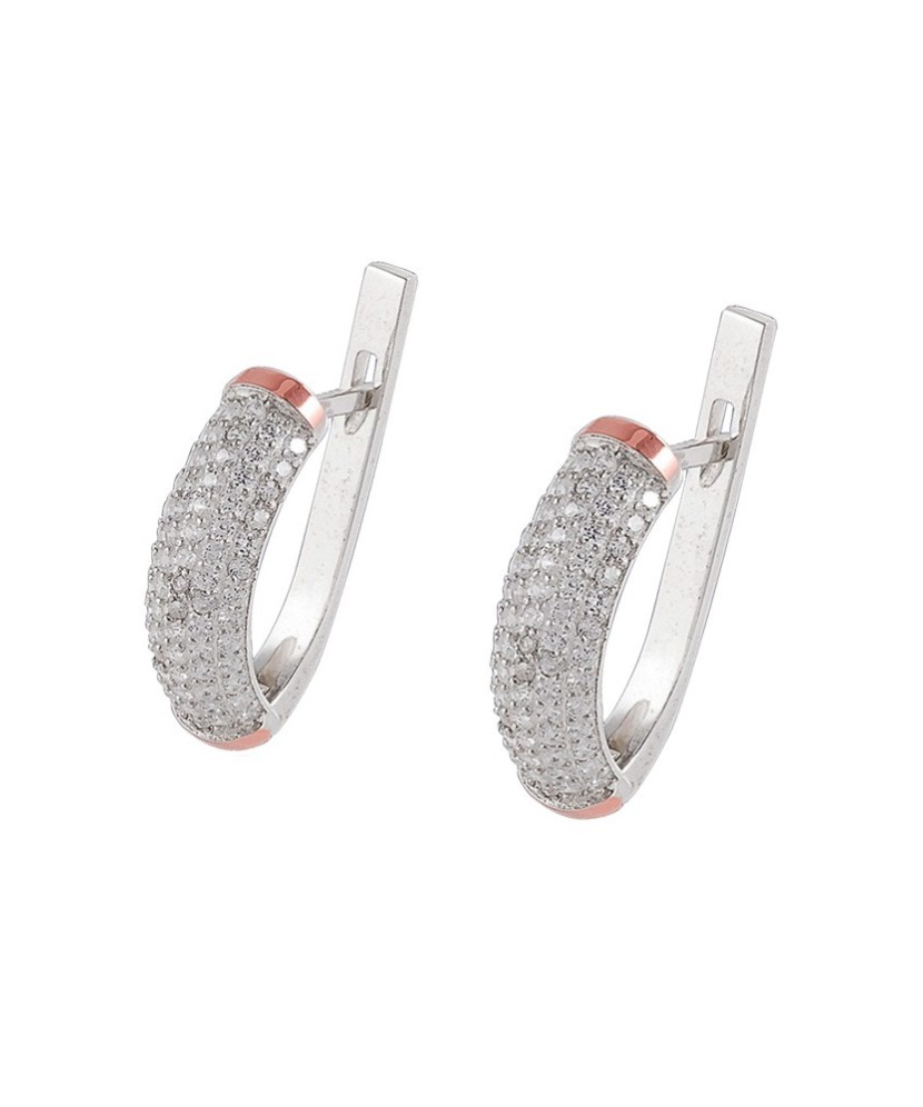 Sidabriniai auskarai su cirkoniais dengti auksu - Sidabriniai auskarai - Goldinga