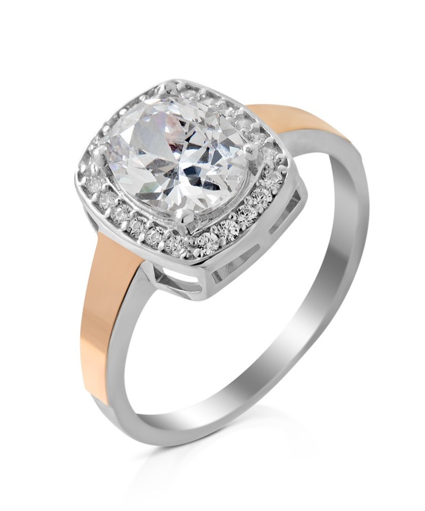 Gold plated Sterling silver ring with zircons 