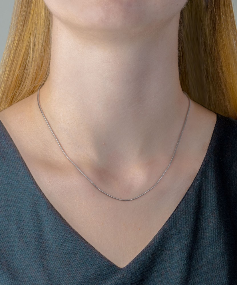 Sterling silver chain plated with rhodium"Snake" 1.3mm