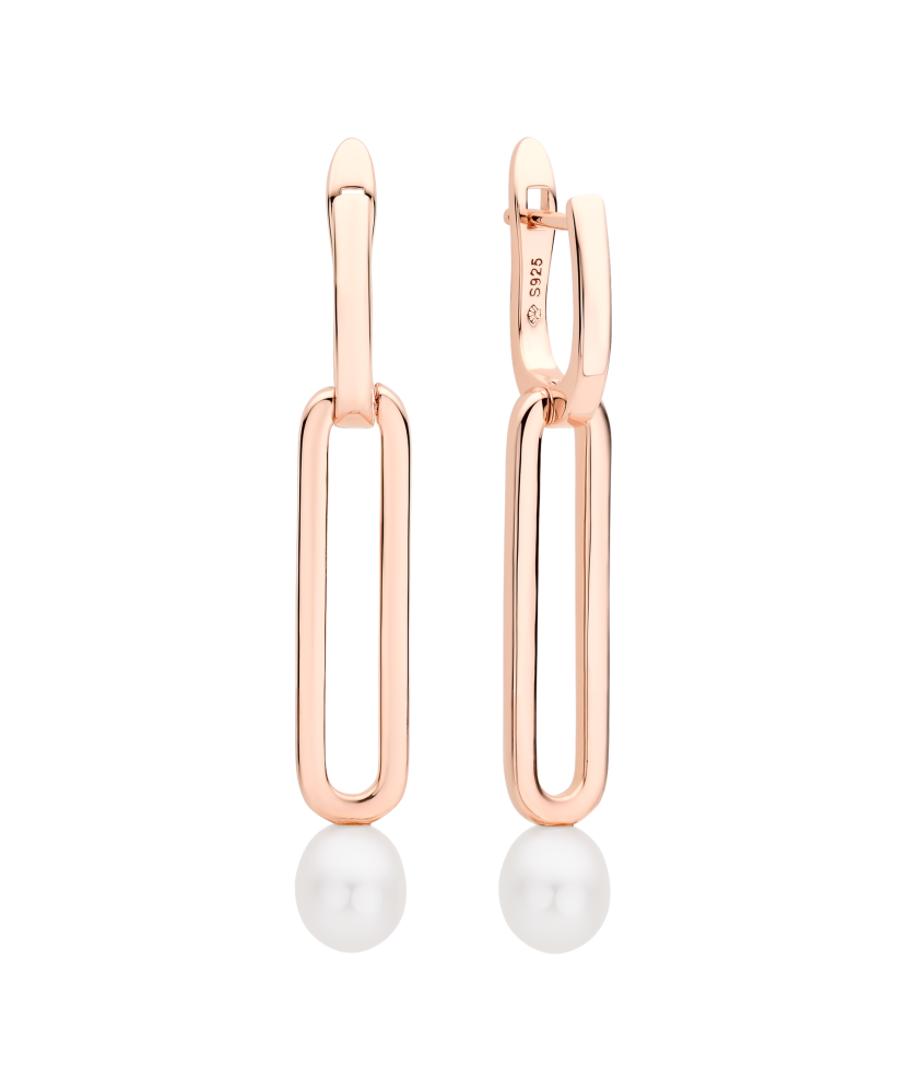 Gilded sterling silver earrings with pearls