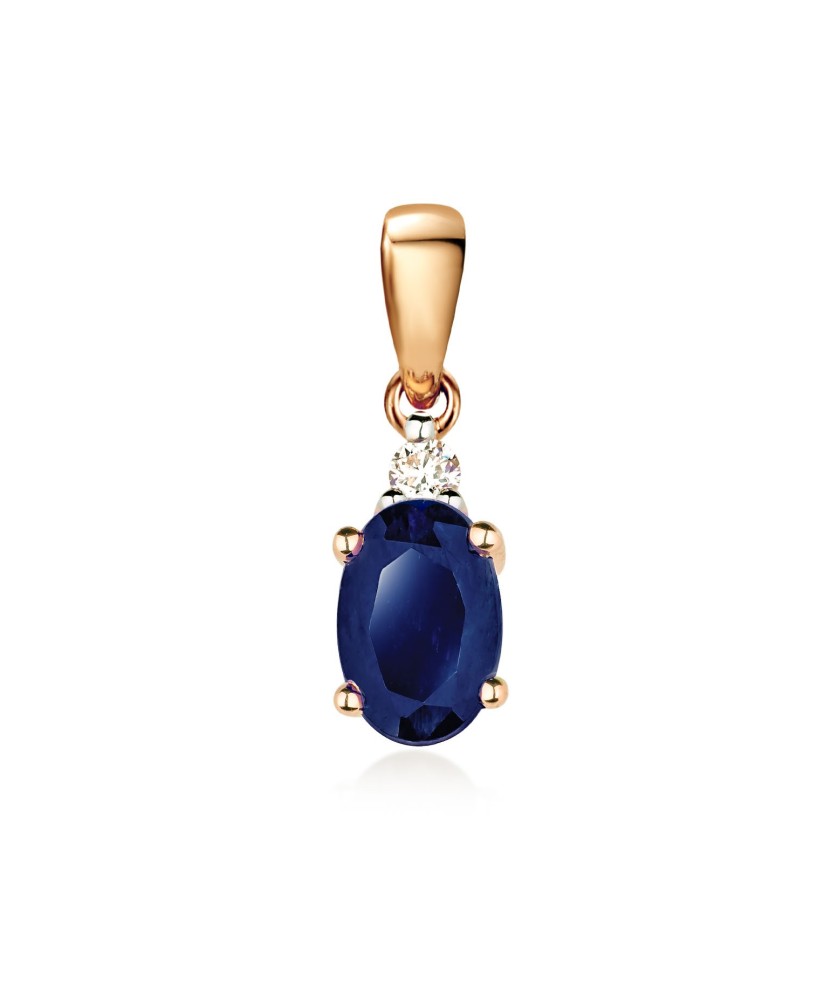 Gold pendant with sapphire and diamond