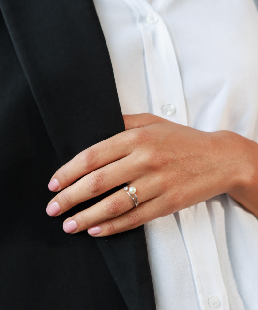 Sidabrinis žiedas su perlu - Sidabriniai žiedai - Goldinga