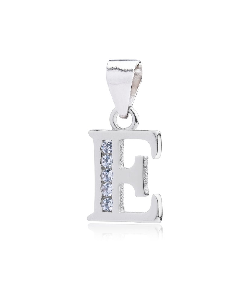 Sterling silver pendant with zircons Letter E