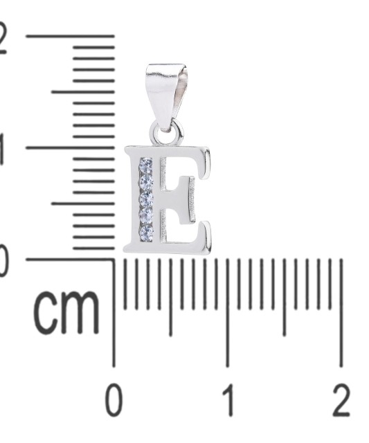 Sterling silver pendant with zircons Letter E