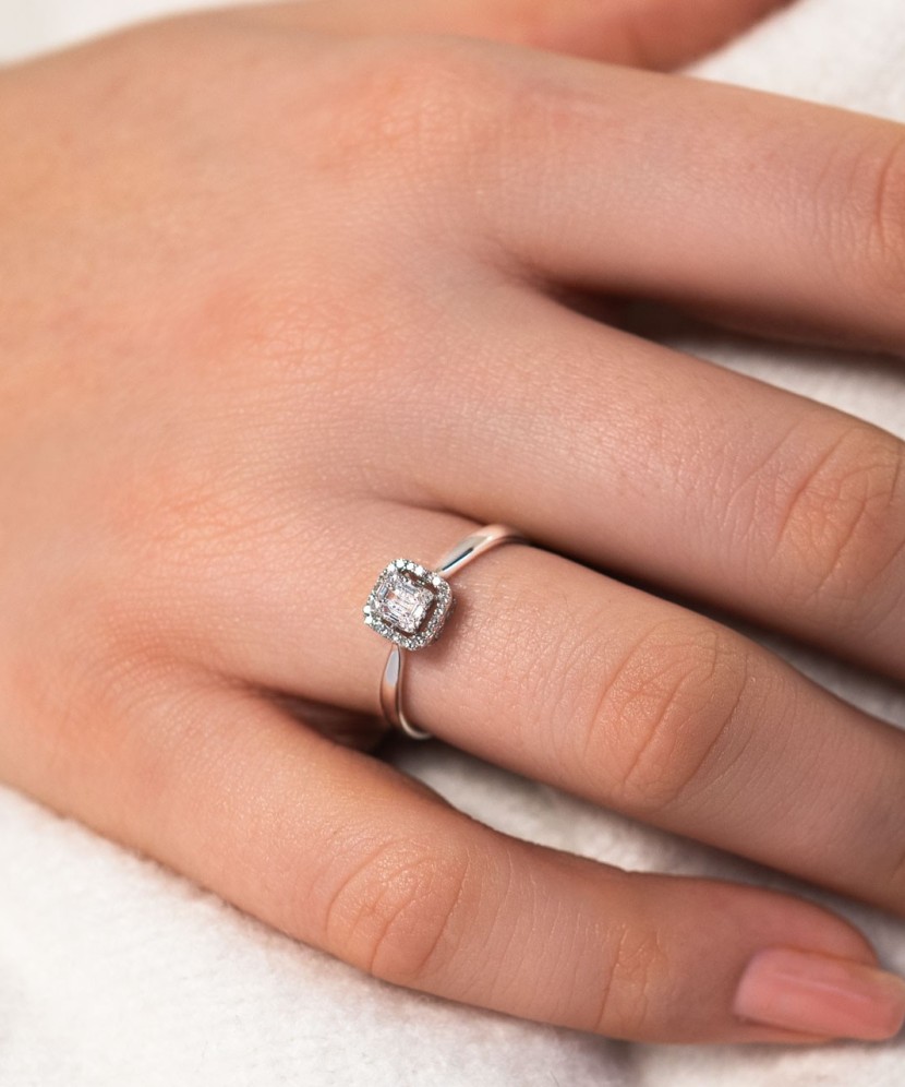 White gold ring with diamonds