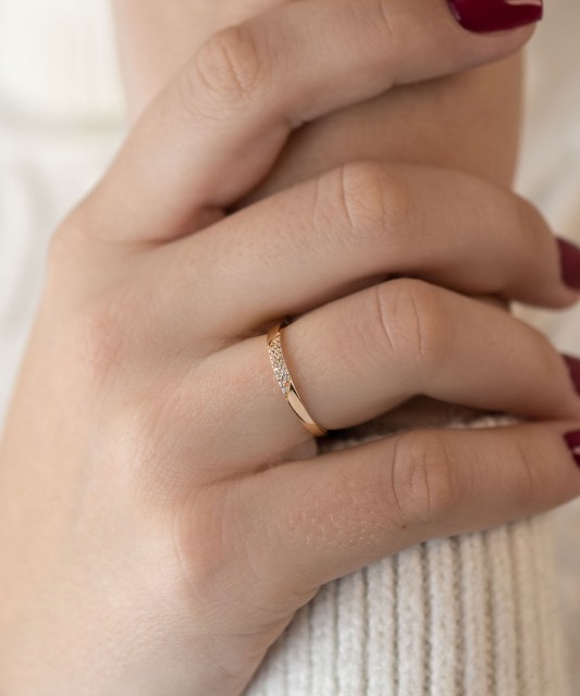 Auksinis žiedas su cirkoniais - Auksiniai žiedai - Goldinga