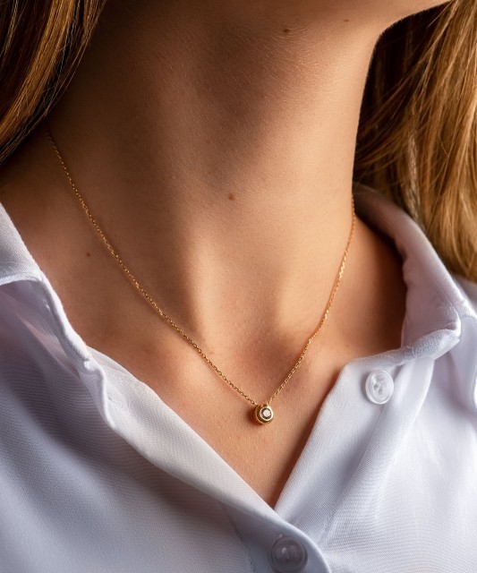 Auksinė grandinėlė su cirkonio pakabuku - Auksinės grandinėlės su pakabukais - Goldinga