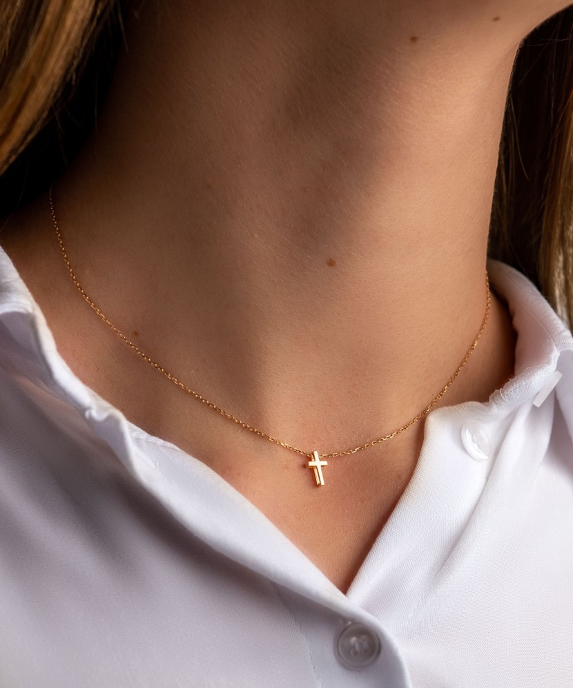 Auksinė grandinėlė su pakabuku "Kryželis" - Krikštynoms - Goldinga