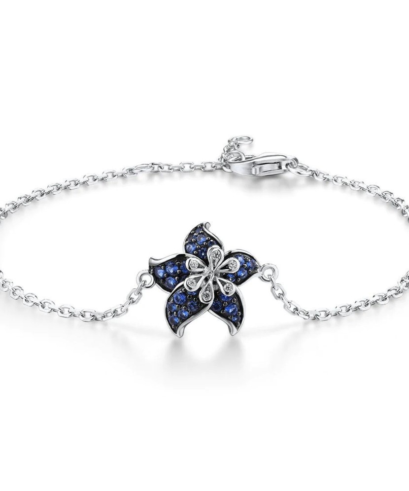 Sterling Silver bracelet with zircons "Flower"
