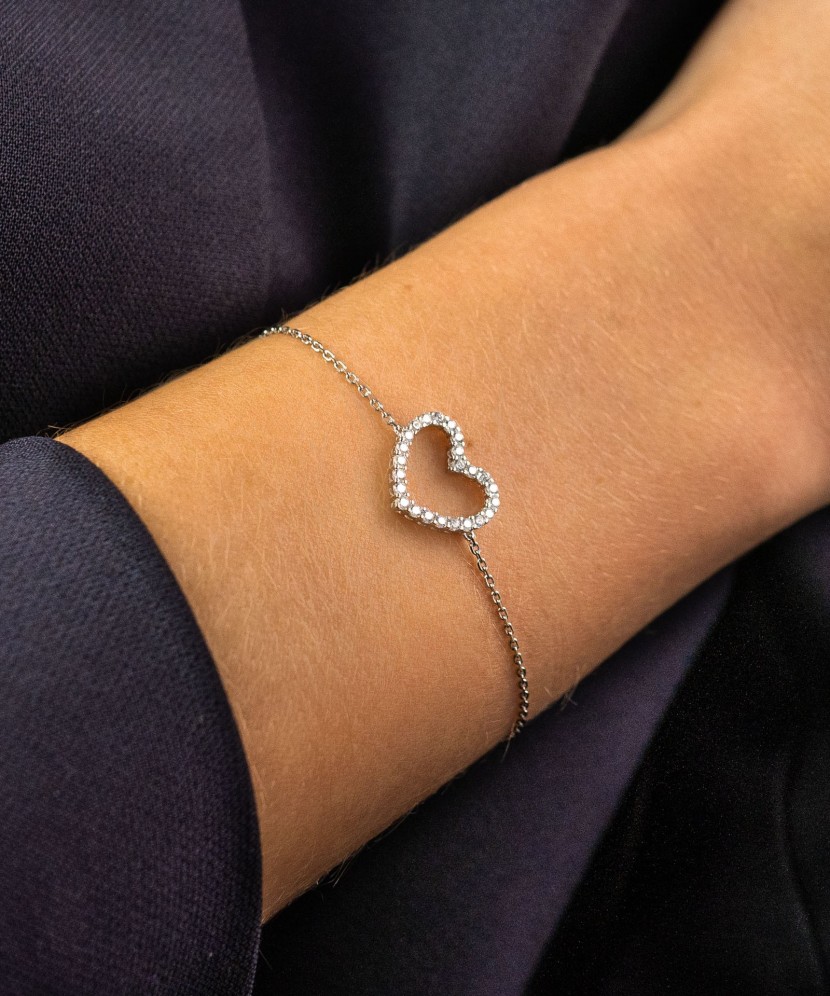 Sterling Silver bracelet with zircons "Heart"