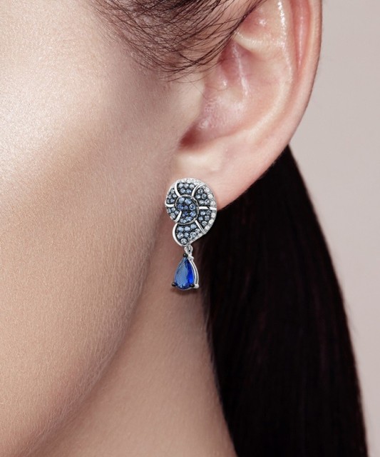 Sterling Silver earrings with zircons and spinels